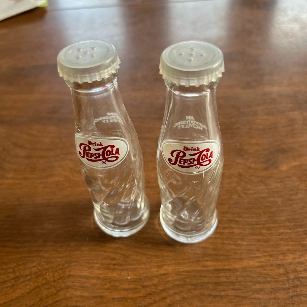 Pepsi Clear Glass Salt and Pepper Shakers
